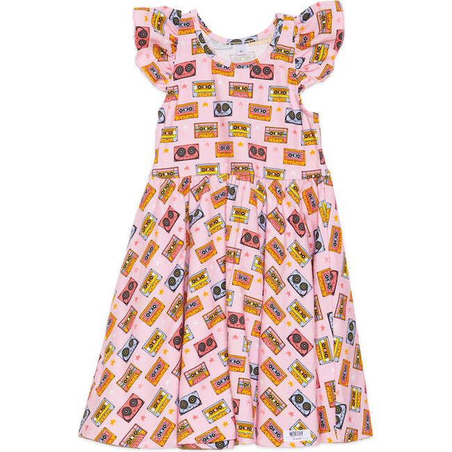 Racer Back Twirly Dress in Cassettes/Stars