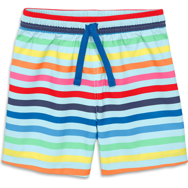 Swim Trunk In Rainbow Sky Stripe, Mist Spring Stripe