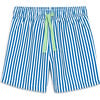 Kids Swim Trunk In Stripe, Blueberry White Stripe - Swim Trunks - 1 - thumbnail