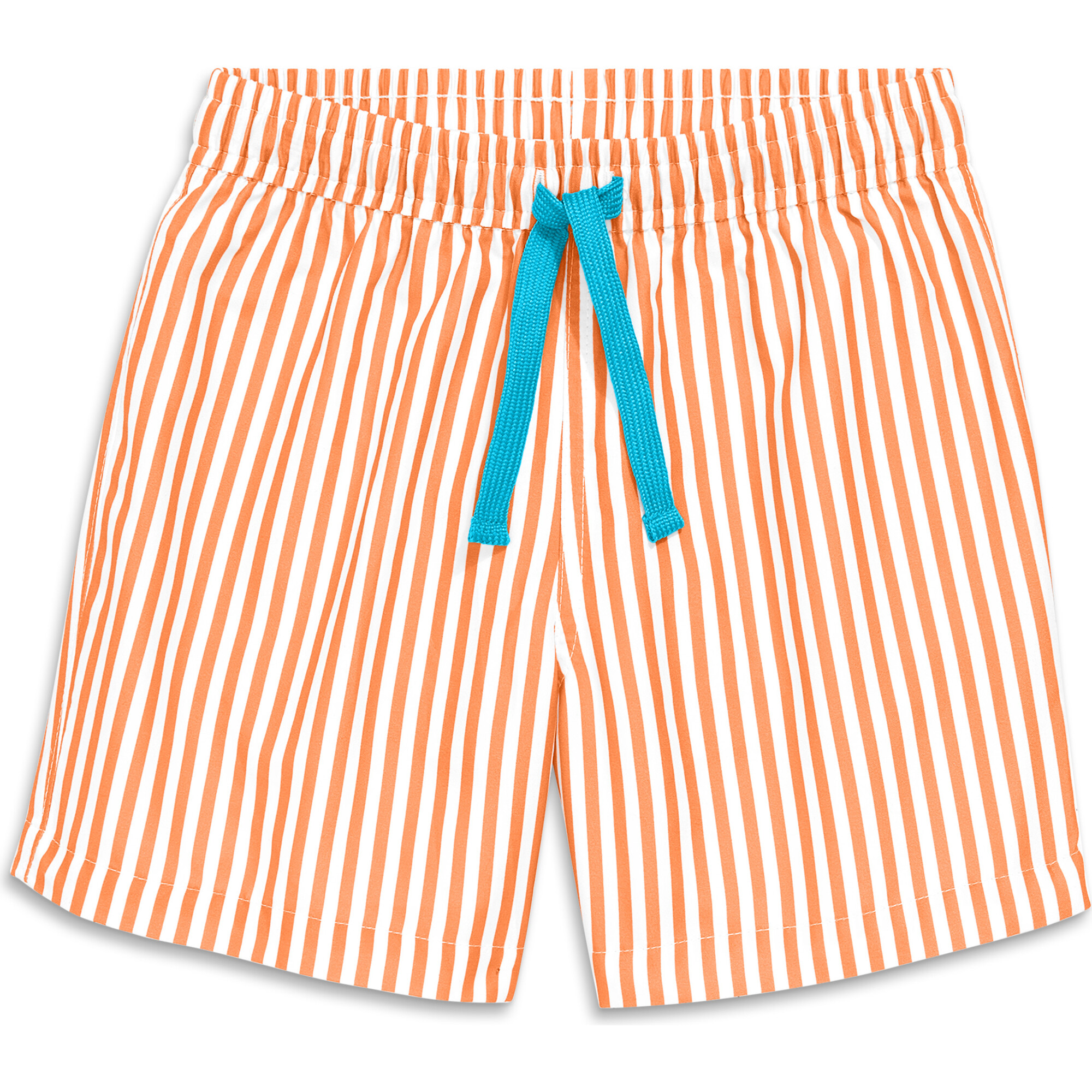 Kids Swim Trunk In Stripe, Cantaloupe White Stripe - Swim Trunks - 1