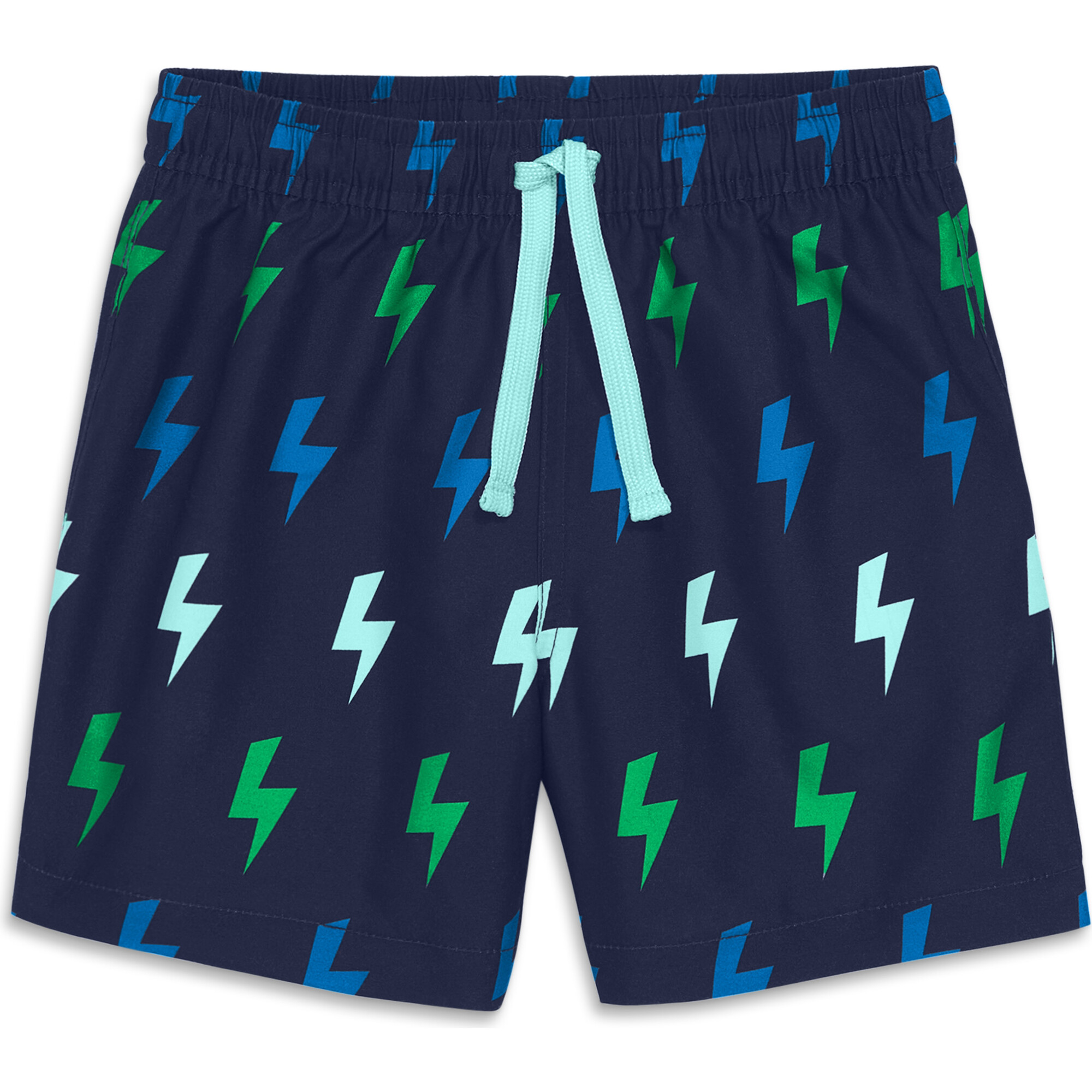 Kids Swim Trunk In Mini Bolts, Navy Bolts - Swim Trunks - 1