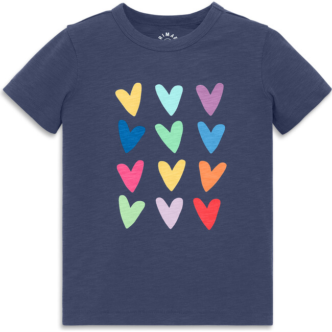 Kids Rainbow Hearts Tee, Sunwashed Navy