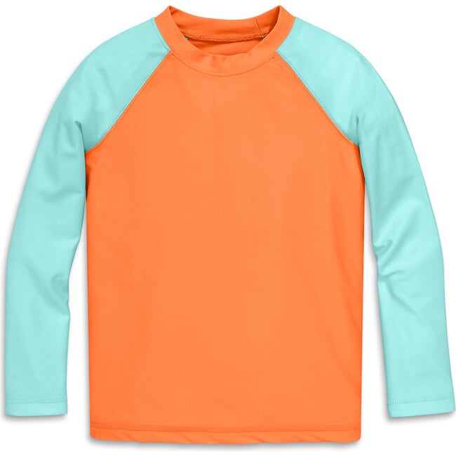 Kids Long Sleeve Baseball Rash Guard, Cantaloupe Mist