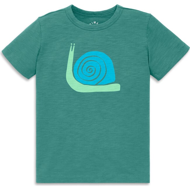 Kids Snail Tee, Sunwashed Teal - T-Shirts - 1