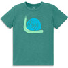 Kids Snail Tee, Sunwashed Teal - T-Shirts - 1 - thumbnail