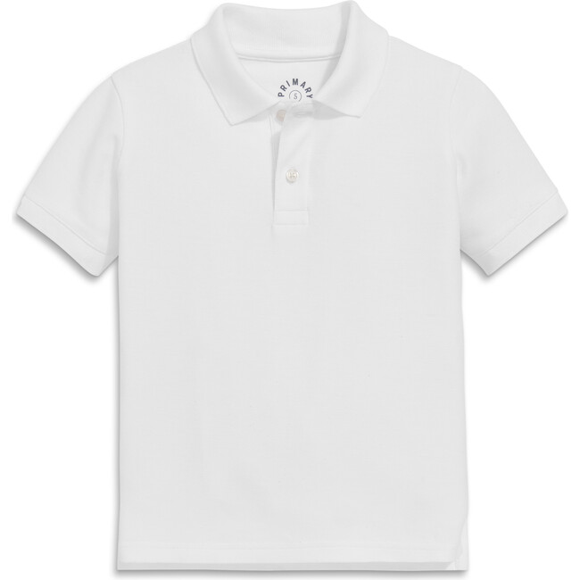 Kids Short Sleeve Pique Polo, White