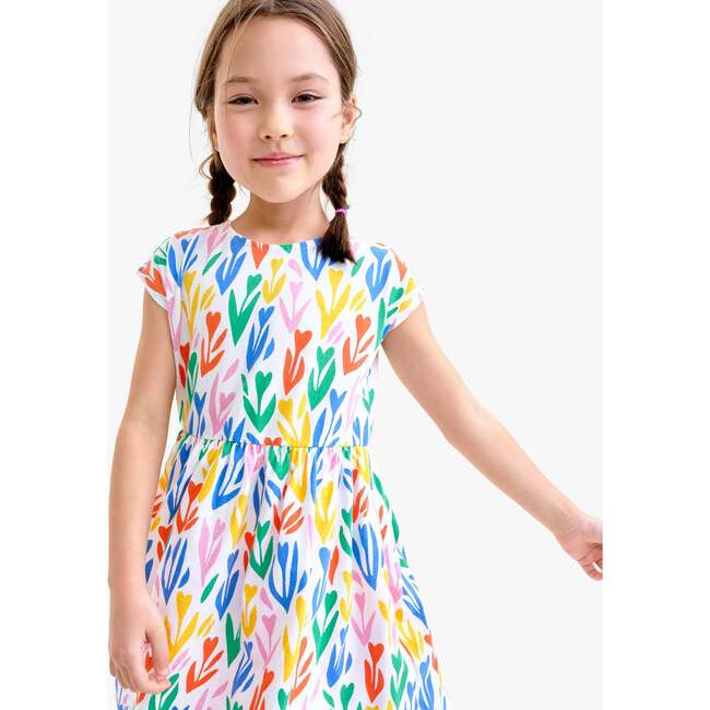 Kids Backyard Dress In Rainbow Tulip Fields, White Rainbow Tulips - Dresses - 2