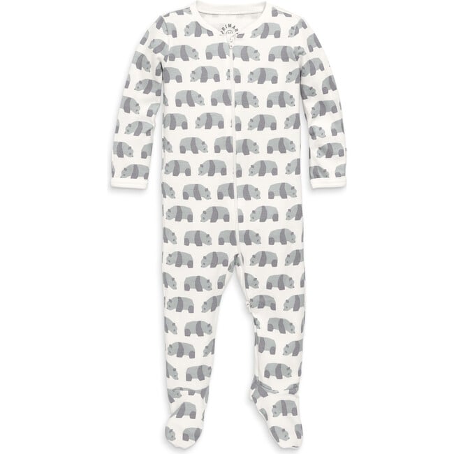 Baby Organic Animal Friends Zip Footie, Fog Pandas