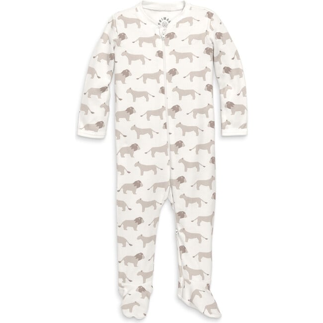 Baby Organic Animal Friends Zip Footie, Sand Baby Lions