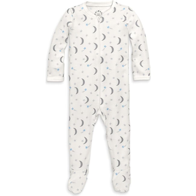 Baby Organic Zip Footie In Starry Night, Ivory Stars Moons