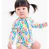 Baby One-Piece Rash Guard In Rainbow Tulips, White Tulips - One Pieces - 2