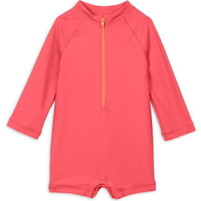 Baby One-Piece Rash Guard, Bright Azalea