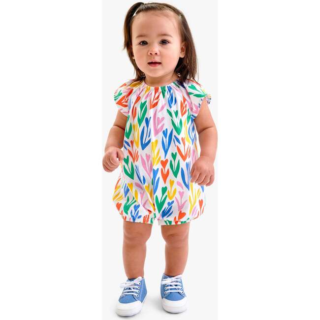 Baby Flutter Sleeve Shortie In Rainbow Tulip Fields, White Rainbow Tulips - Rompers - 2