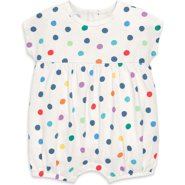 Baby Bubble Shortie In Rainbow Confetti Dots, Ivory Rainbow Dots