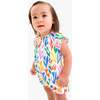 Baby Flutter Sleeve Shortie In Rainbow Tulip Fields, White Rainbow Tulips - Rompers - 3