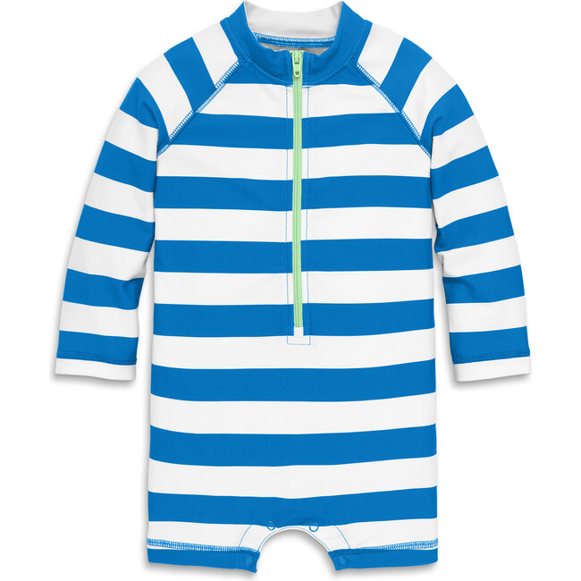 Baby One-Piece Rash Guard In Stripe, Blueberry White Stripe