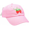 Strawberry Bow Baseball Hat, Pink - Hats - 1 - thumbnail