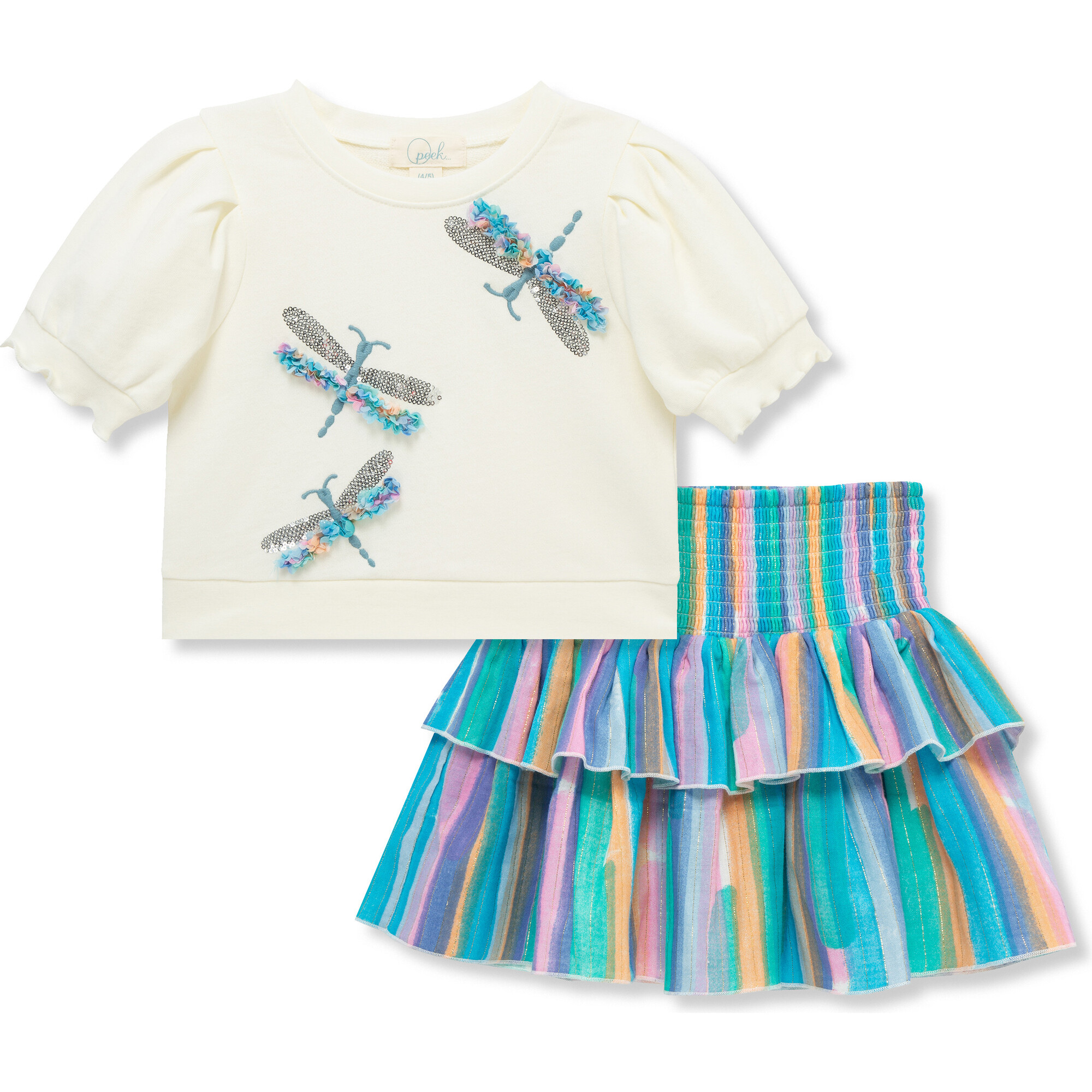 Watercolor Dragonfly Skirt Set, Multi - Mixed Apparel Set - 1