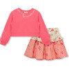 Rose Sweatshirt Set, Pink - Mixed Apparel Set - 1 - thumbnail