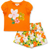 Magnolia Print Short Set, Orange - Mixed Apparel Set - 1 - thumbnail