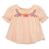 Embroidered Knit Top, Peach - T-Shirts - 1 - thumbnail