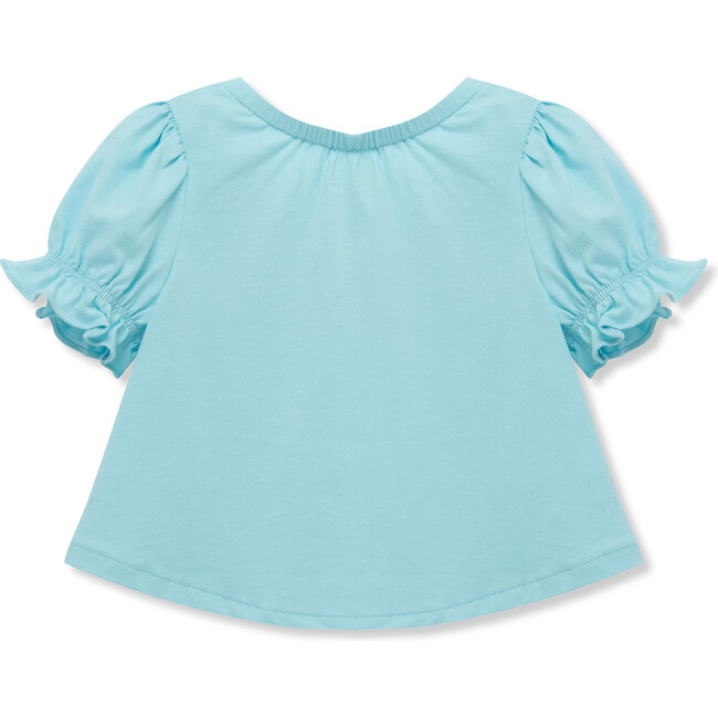 Embroidered Knit Top, Light Blue - T-Shirts - 2