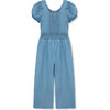 Embroidered Lightweight Denim Jumpsuit, Indigo - Mixed Apparel Set - 2