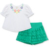 Crochet Florals Short Set, White - Mixed Apparel Set - 1 - thumbnail