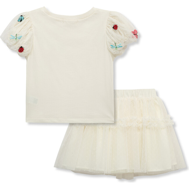 Embroidered Bees Skirt Set, Off-White - Mixed Apparel Set - 2