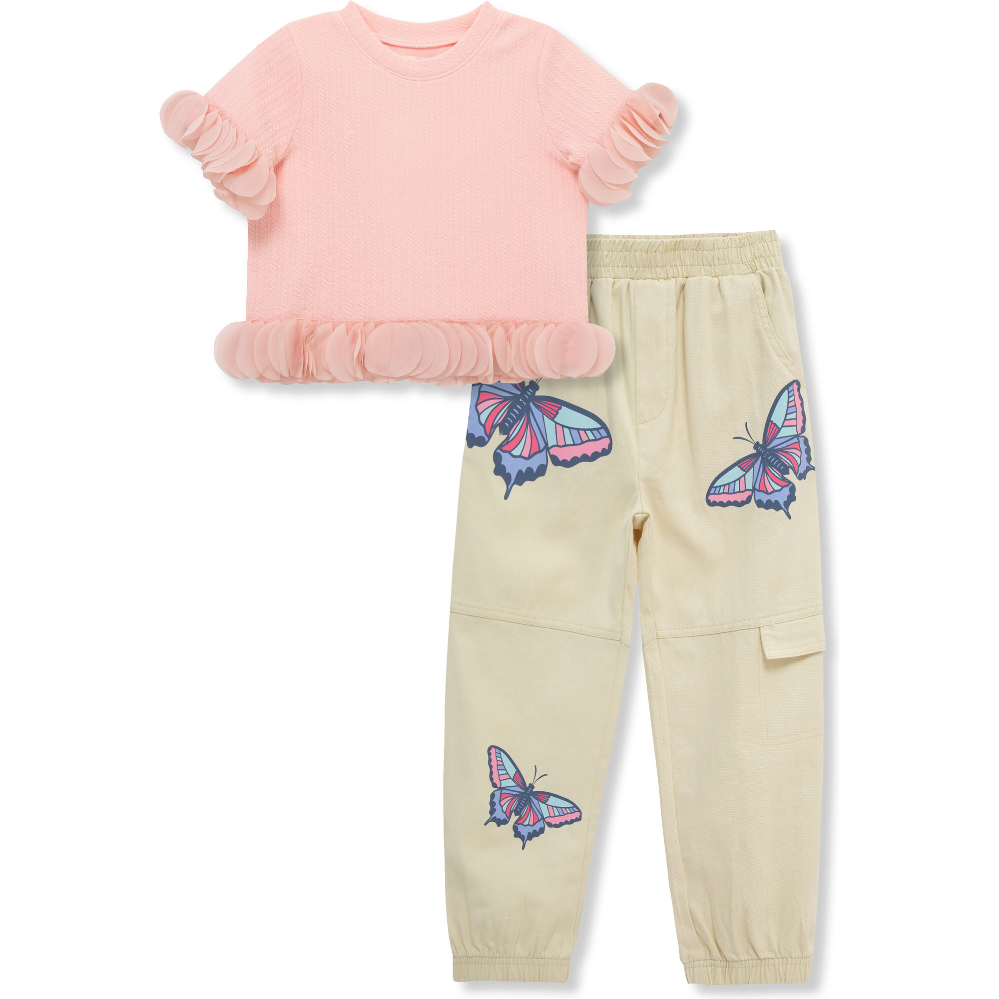 Butterfly Cargo Pant Set, Pink - Mixed Apparel Set - 1