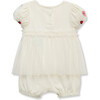 Baby Embroidered Mesh Romper, Off-White - Rompers - 2