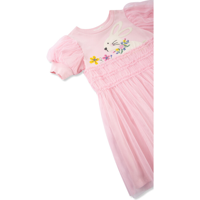 Bunny Applique Mesh Dress, Pink - Dresses - 3