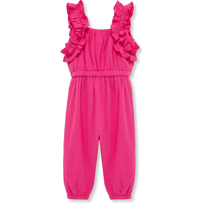 Baby Embroidered Gauze Jumpsuit, Hot Pink - Rompers - 2