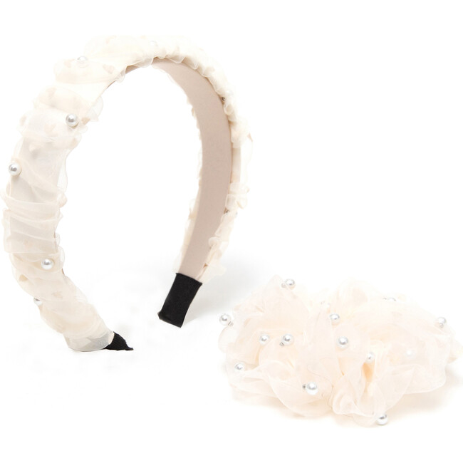 Luna Headband and Hairties Set, White