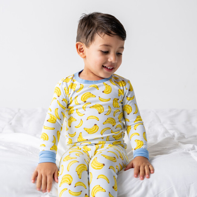 Toddler Bamboo Pajamas, Banana Blue - Pajamas - 2