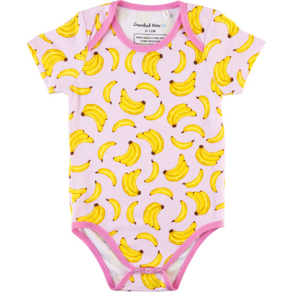 Baby Short-Sleeve Bamboo Bodysuit, Banana Pink