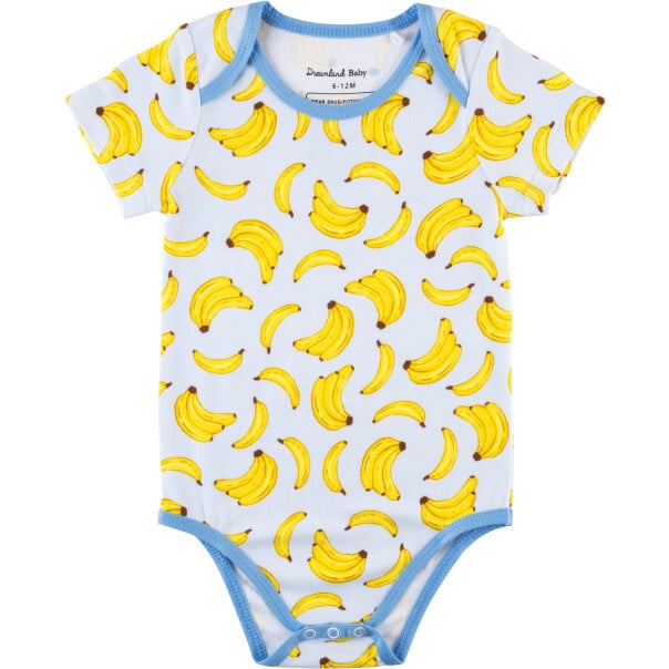 Baby Short-Sleeve Bamboo Bodysuit, Banana Blue