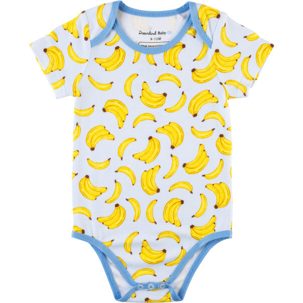 Baby Short-Sleeve Bamboo Bodysuit, Banana Blue - Onesies - 1