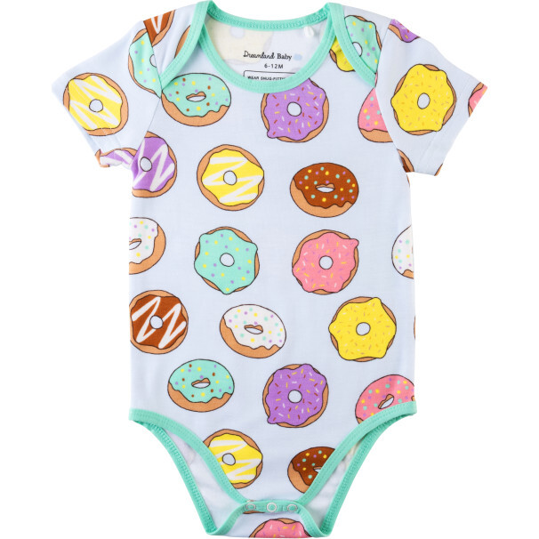 Baby Short-Sleeve Bamboo Bodysuit, Donut - Onesies - 1