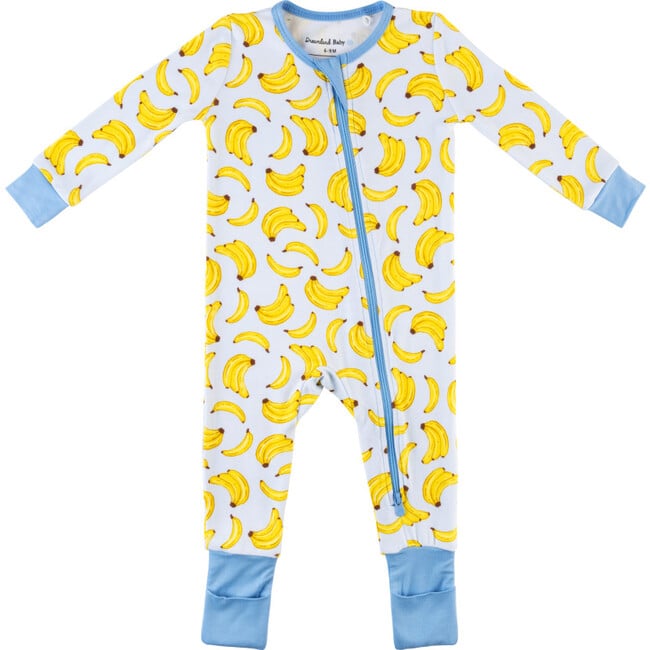 Baby Bamboo Pajamas w/ DreamCuffs®, Banana Blue - Footie Pajamas - 1