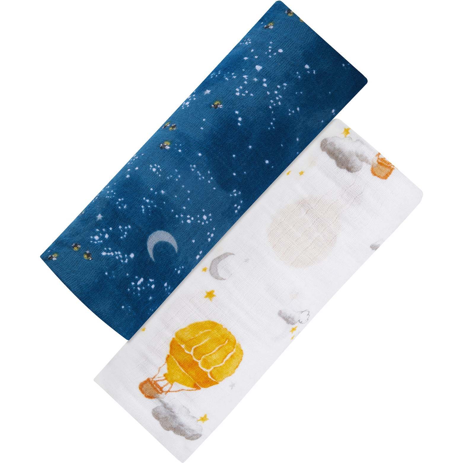 Organic Muslin Swaddle Gift Set, Fly Me To The Moon - Swaddles - 1