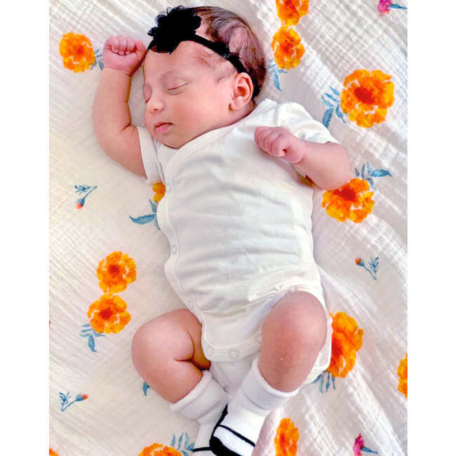 Organic Cotton Muslin Swaddle, Marigold - Swaddles - 2