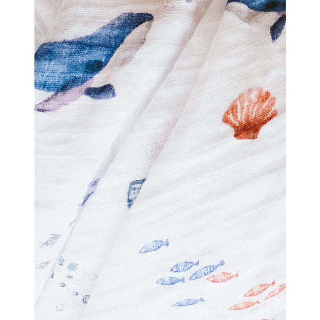 Organic Cotton Muslin Swaddle, Under The Sea - Swaddles - 5