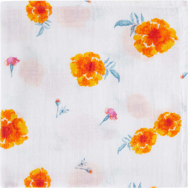 Organic Cotton Muslin Swaddle, Marigold - Swaddles - 5