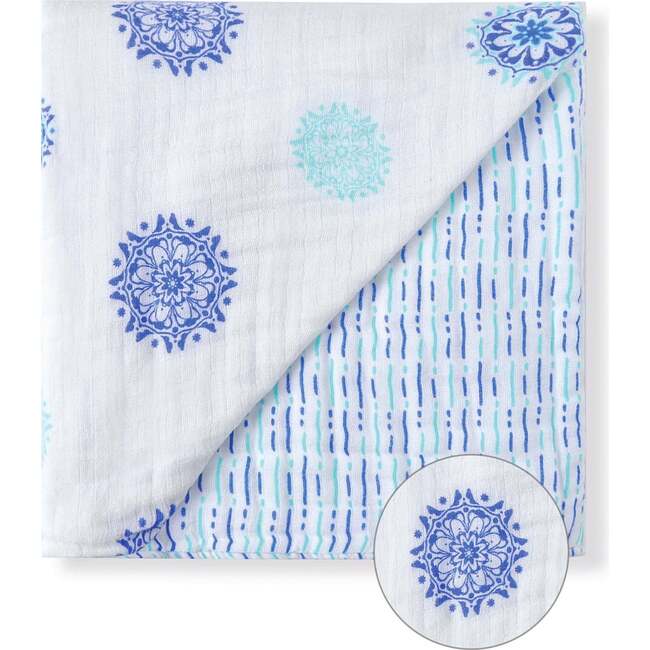 Organic Muslin Four-Layer Reversible Snug Blanket, Mandala