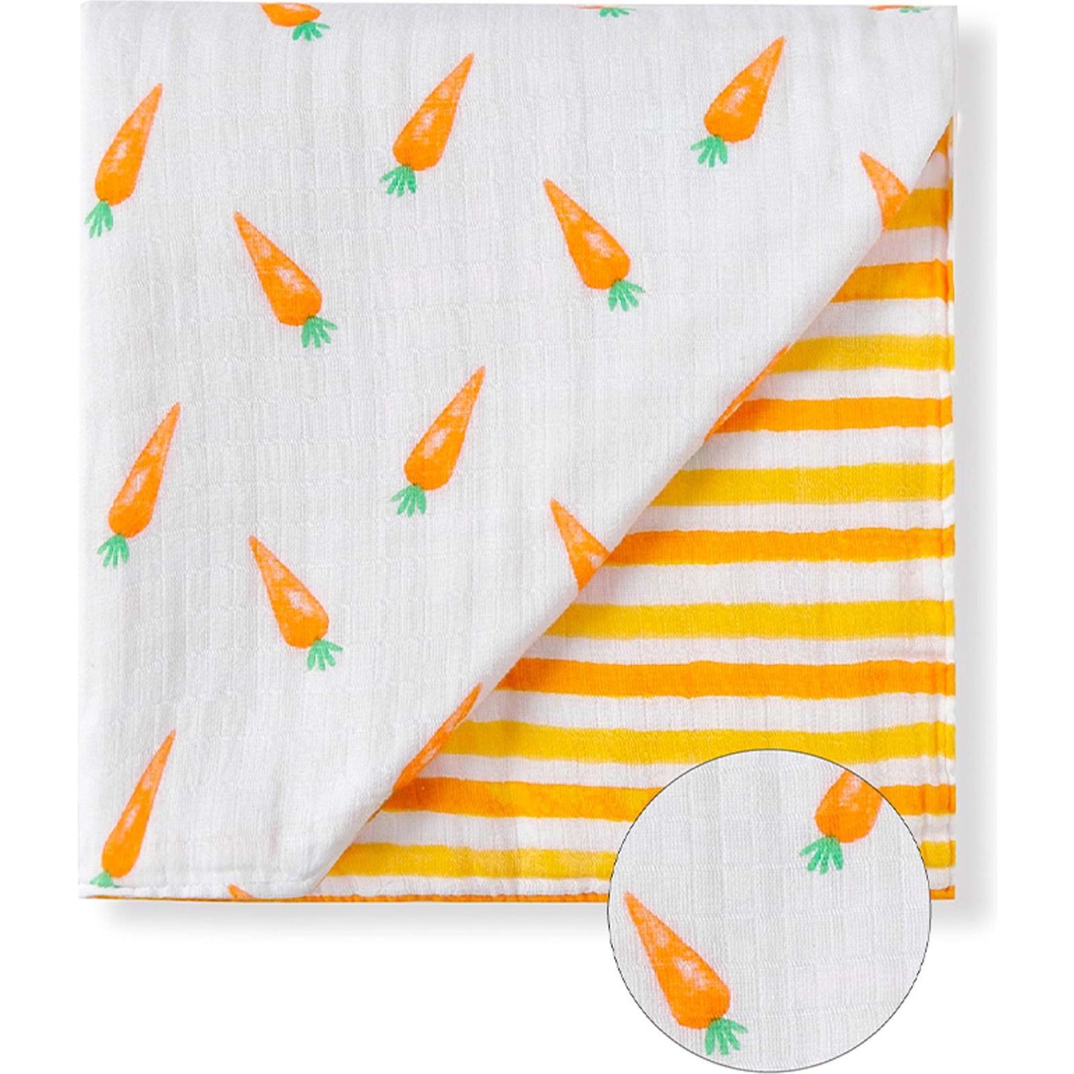 Organic Muslin Four-Layer Reversible Snug Blanket, Carrot - Blankets - 1
