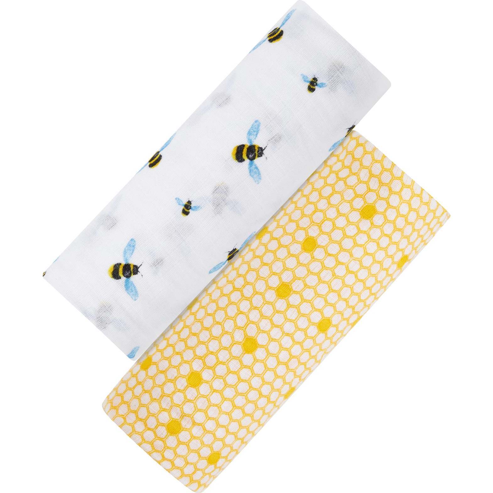 Organic Muslin Swaddle Gift Set, Busy Bees - Swaddles - 1