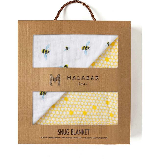 Organic Muslin Four-Layer Reversible Snug Blanket, Bee - Blankets - 5