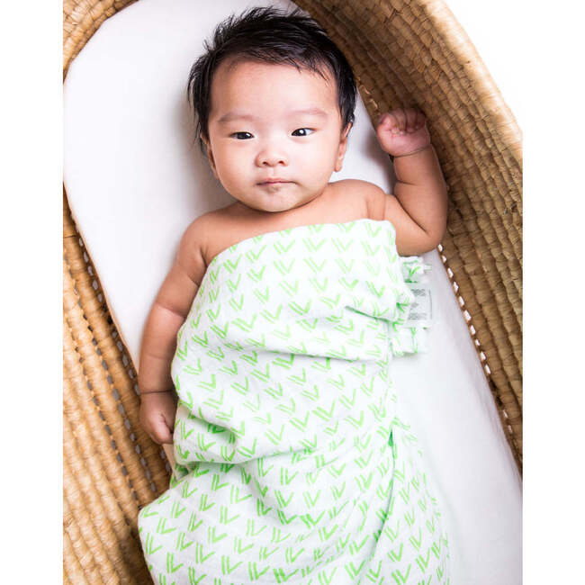 Organic Cotton Muslin Swaddle, Grass - Swaddles - 2