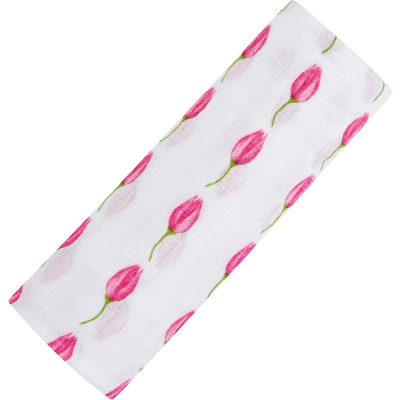 Organic Cotton Muslin Swaddle, Flower Bud - Swaddles - 1